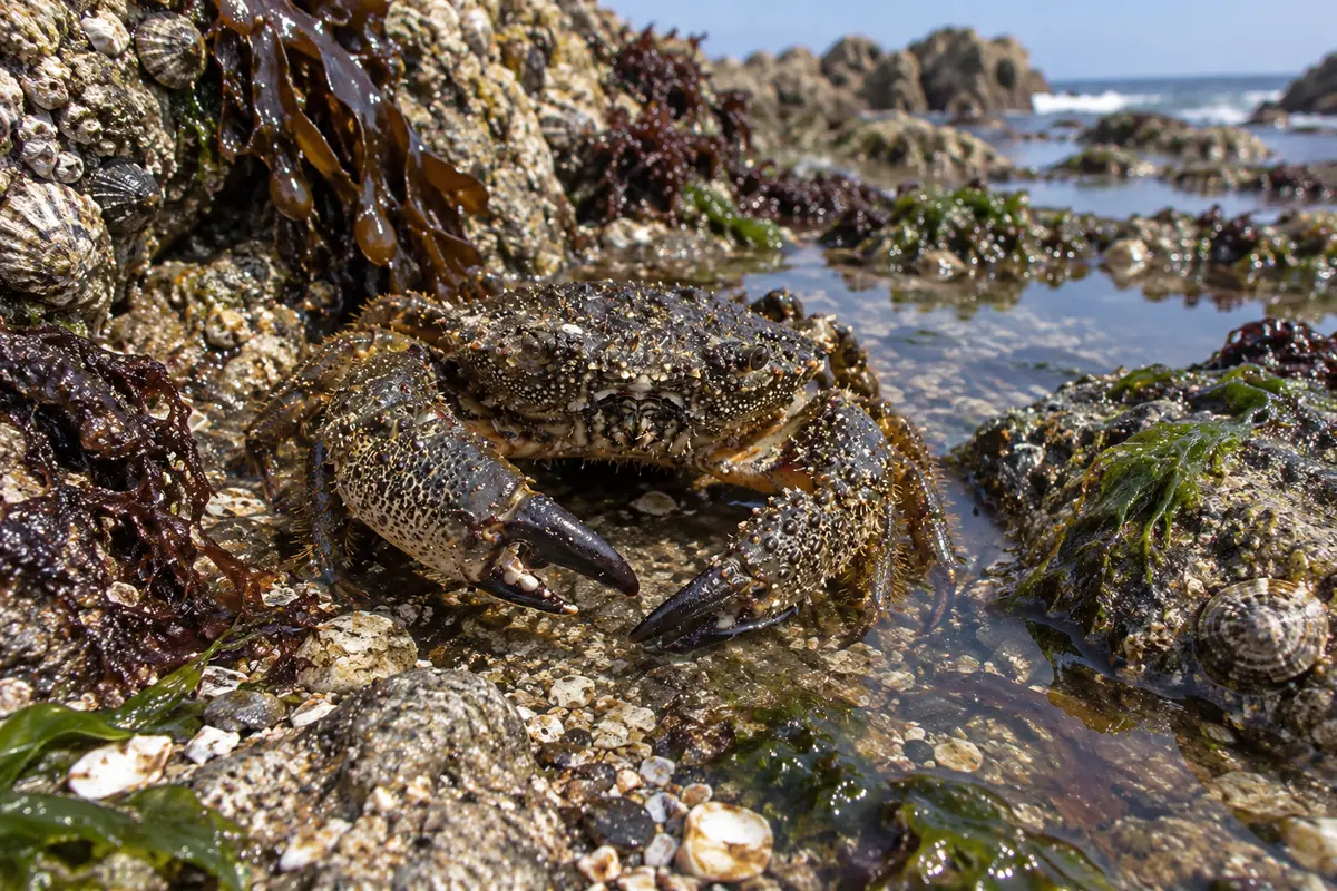 Crabe verruqueux sur l'estran