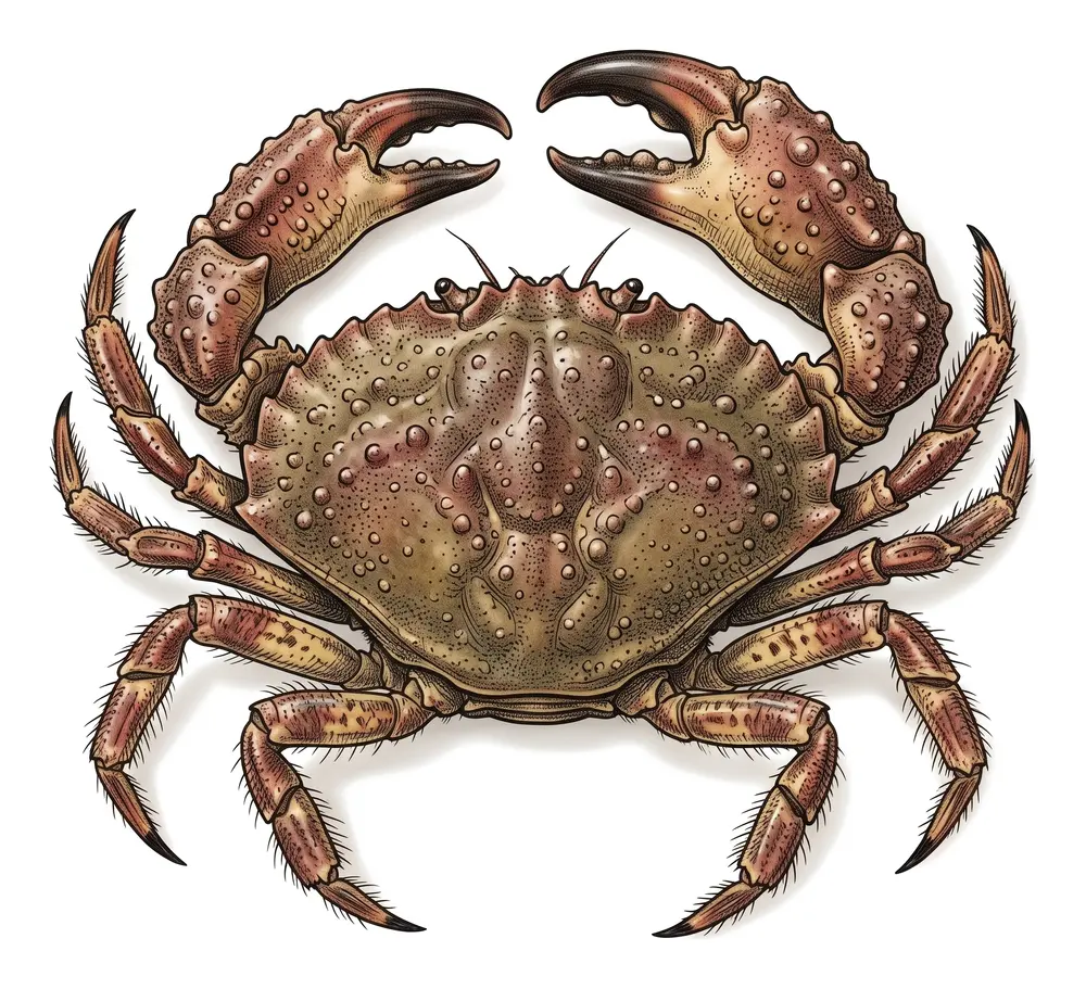 Crabe Verruqueux, illustration naturaliste