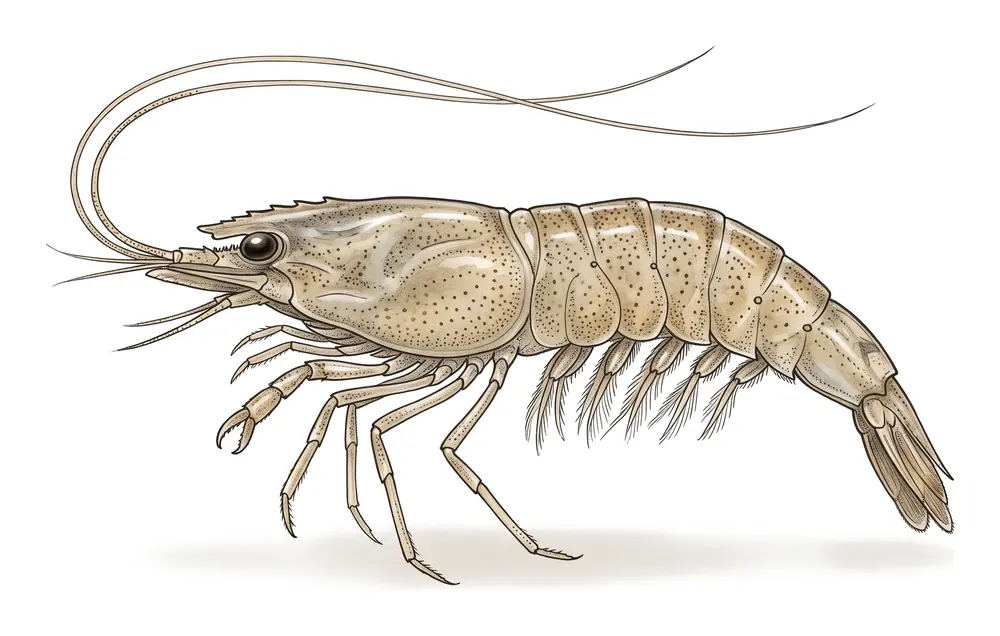 Crevette Grise, illustration naturaliste