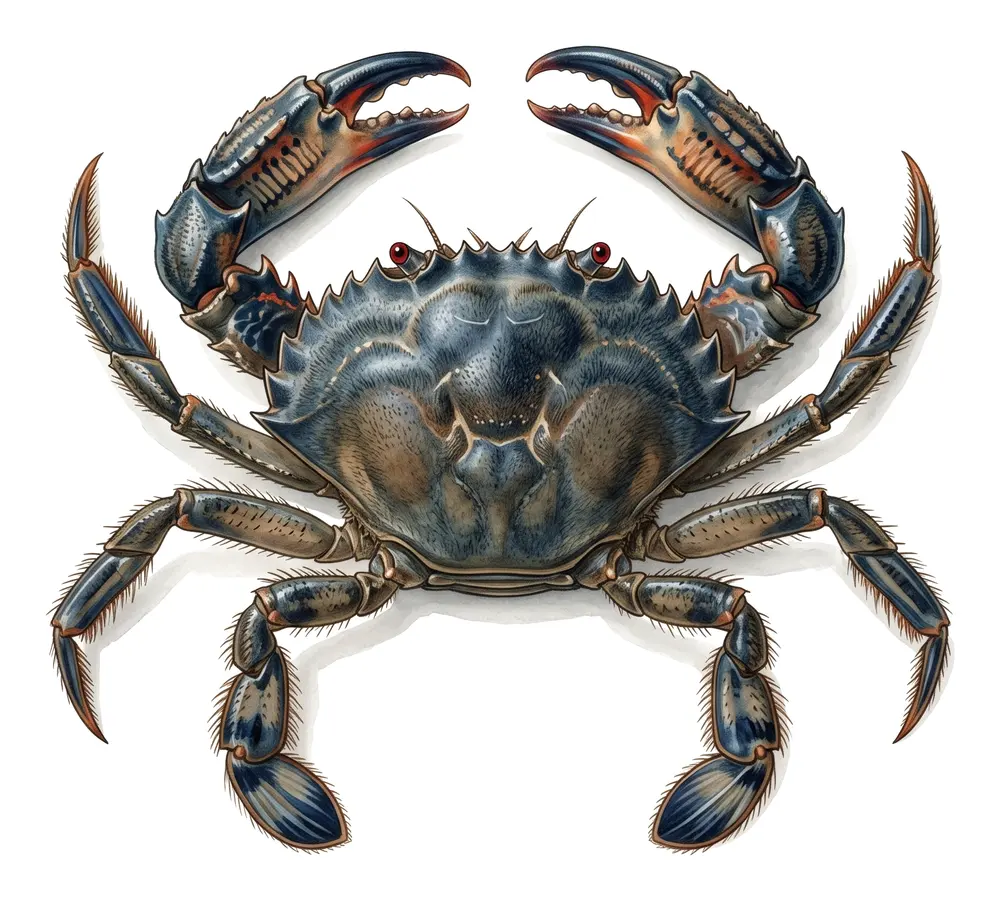 Étrille, illustration naturaliste
