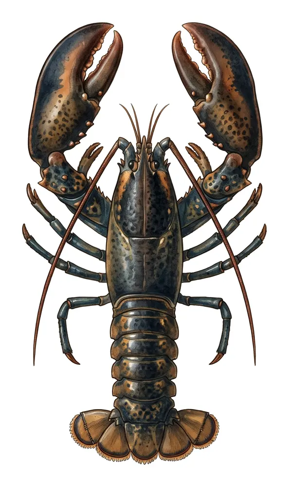 Homard Européen, illustration naturaliste