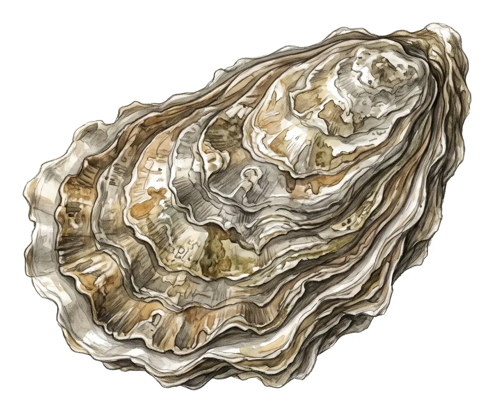 Huître Creuse, illustration naturaliste