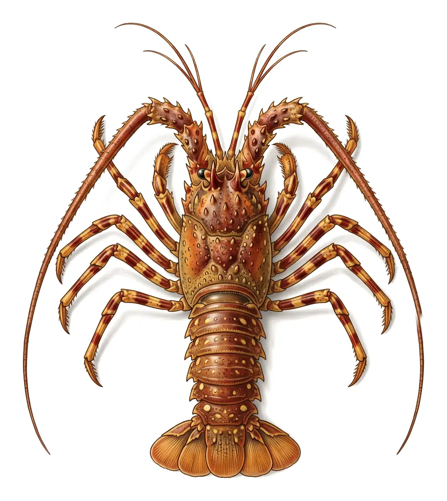 Langouste, illustration naturaliste