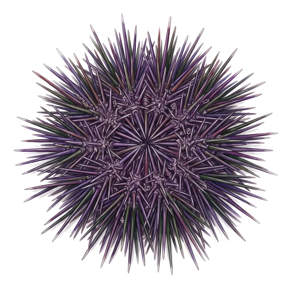Oursin Violet, illustration naturaliste
