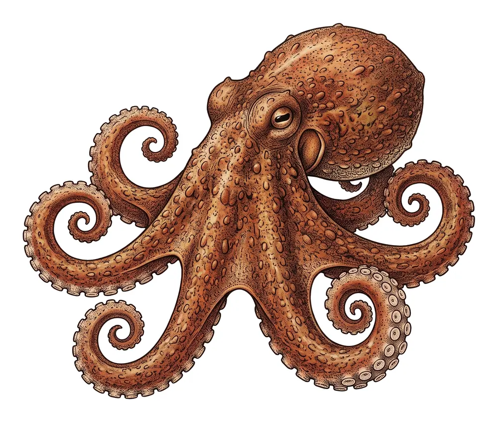 Poulpe, illustration naturaliste